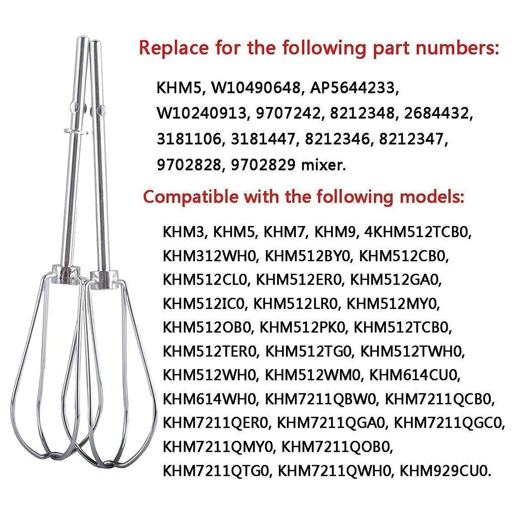Kitchenaid Mixer Hand Mixer - [B25B!】 W10490648 & KHMPW ملحقات خلاط